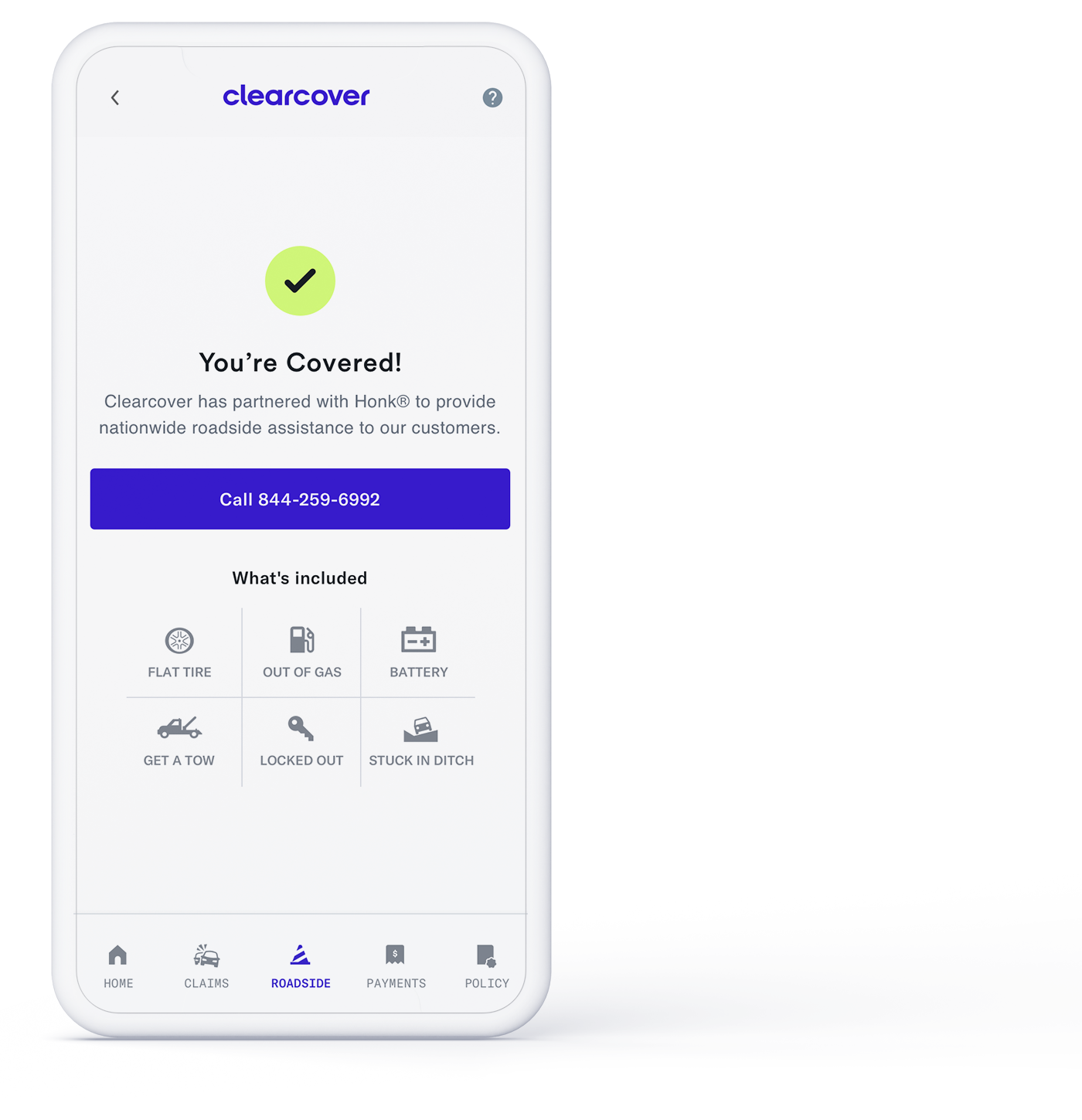 App Roadside Screen